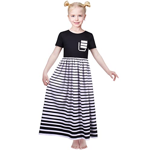 Sunny Fashion Girls Dress Floral Maxi Dress Open Back Bow Tie Casual Size 4-82