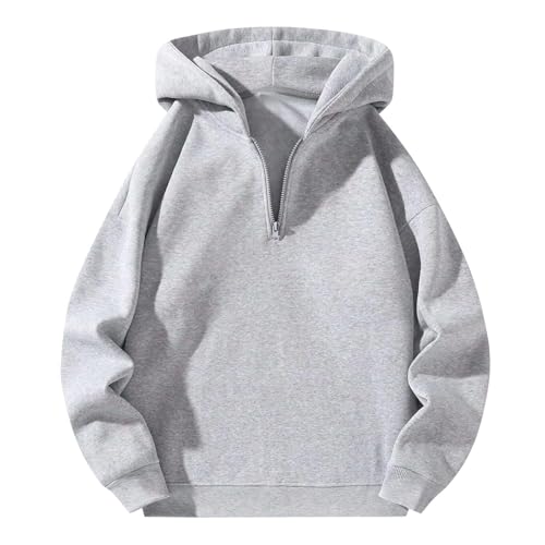 Men's Regular Fit Solid Half Zip Drop Shoulder Essentials Hoodie Men's Quarter Zip Hoodies Zip Up Hoodie Half Zip Hoodie