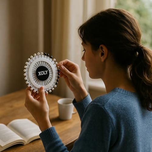 Quilting Pins I Sewing Scarf I Hijab I Pearlized Straight I Colorful Head Fabric Cover I Dressmaking I DIY Art Craft Flower Decoration I Pagri (Black & White)