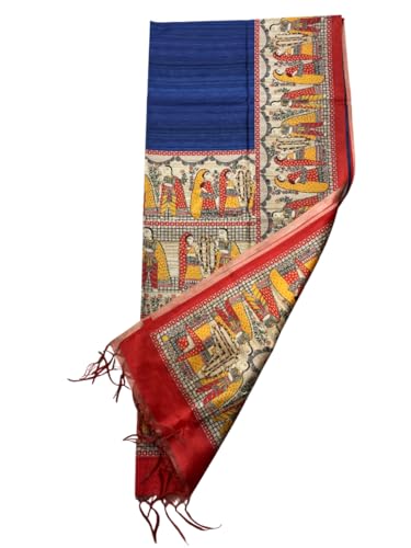 Image of Sanavi's Saree Kuthir Pure Handloom Tussar Ghicha Madhubani Printed Silk Saree with Blouse Piece inside