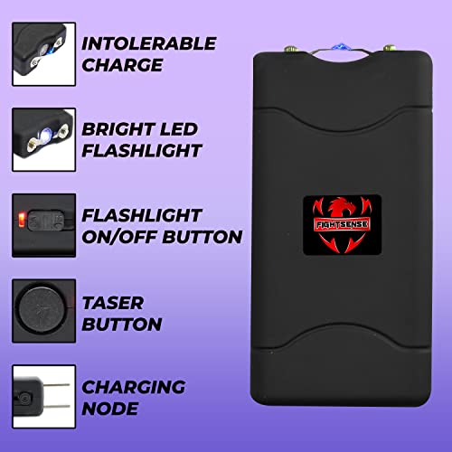 Wholesale Lot (12 Pc) Super Heavy Duty Stun Gun For Self Defense With Bright Led Flashlight, Rechargeable Battery, Nylon Holsters With Belt Loop For Easy Cary (Black) #TOP1