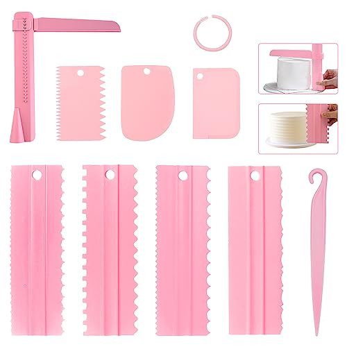 9 Stück Kuchen Schaber, Tortenschaber Kuchen Glätter Verstellbar Glatter Tortenspachtel, Cake Scraper Set, Glätter Fondant Tortenglätter, Torten Schaber Kuchenschaber für Buttercreme Backwerkzeuge