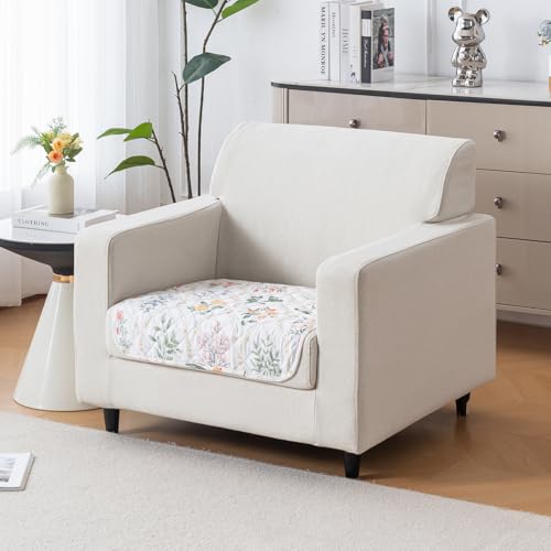 Image of House of Quirk 'Mughal Series' Printed Quilted Sofa Cover for 1 /2 /3 /4 Seater - Anti-Slip, Washable Couch Protector Slipcover (One Seater, Baghe Bahar, 80x60 cm)