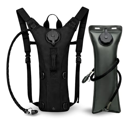 Mochila de Hidratação 3L com Reservatório de Água, Resistente à Água, Nylon, para Corrida, Ciclismo, Trilhas e Caminhadas, Preta, 45cm
