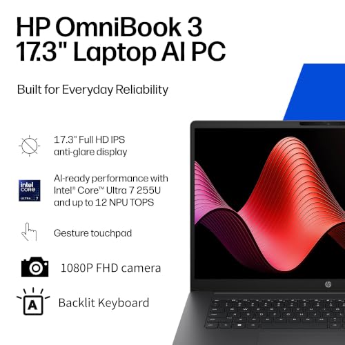 Image of HP OmniBook 17.3 inch FHD Laptop, Ultra 7 255U, 64GB DDR5 RAM, 2TB PCIe SSD