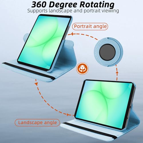 Image of TGK 360 Rotatable Smart Flip Cover for Samsung Galaxy Tab A11 8.7 Inch Case 2025 / Galaxy Tab A9 8.7 Inch 2023 (Sky Blue)