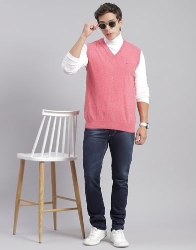 Image of Monte Carlo Off White Solid V Neck Sweater | Warm Woolen Pullover for Men | Soft Comfortable Knitted Winter Wear Sweater for Men's