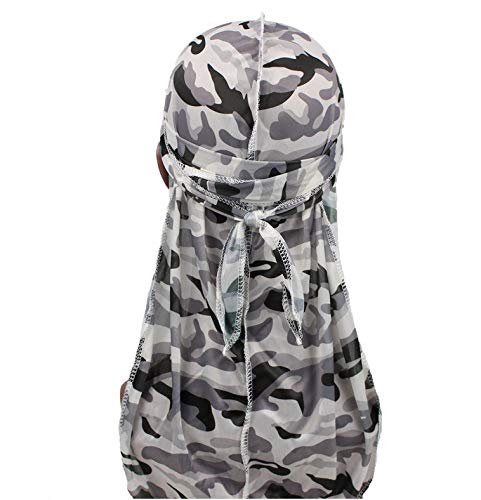 Miniatura 4 de Paquete de 3 piezas de durags sedosos de camuflaje para hombre de satén Doo Rag (A-Camo 3PK), A-camo 3pk