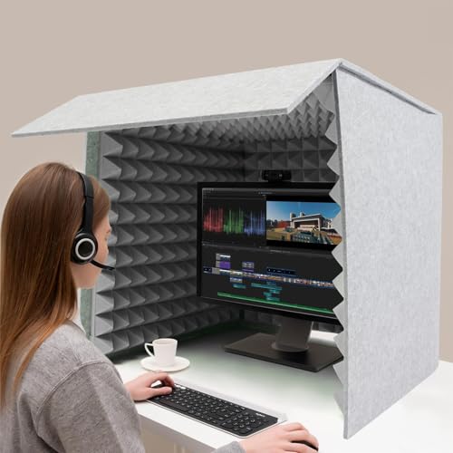 Cabina Portátil de Grabación Vocal, Cubo Cuadrado de Aislamiento para Micrófono, Cubierta Plegable Antiruido para Estudio en Casa y Grabación Musical, Gris, 23.6 pulgadas miniatura 2