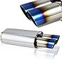 S SIZVER Weld-On Muffler Series 3' Dual Titanium Burnt Tip 2.5' Inlet+Silencer