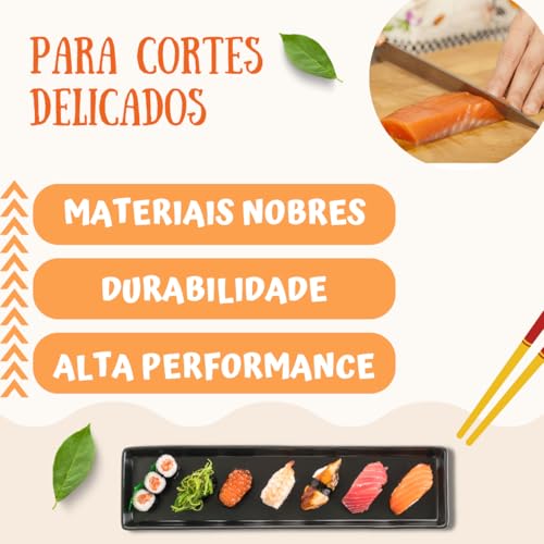 Faca Sushi Yanagui, 8 Polegadas, Lâmina em Aço Inox, para cortes delicados de peixe