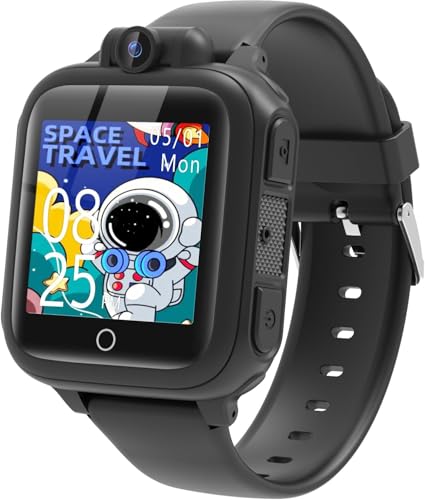 Montre connectée enfant noire idéale pour jouer s'amuser et apprendre l'heure