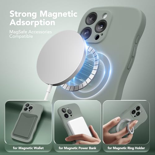 Coque iPhone 16 Pro Max MagSafe silicone antichoc avec protection caméra intégrée vert calke - 2