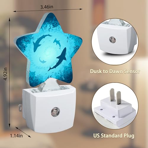 Image of Sharks Vortex Under The Sea Night Lights Plug in Wall Lamp Smart Dusk to Dawn Sensor for Home Decorative,Kids Room Bedroom Bathroom Kitchen Hallway Gifts