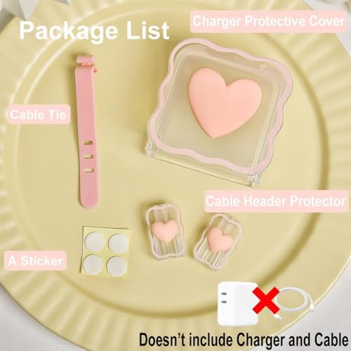 Image of FACTOTECH Case for MacBook & iPad Charger, 29w 30w 35w Charger Case, Travel Cord Organizer, Accessories (for Apple 29w 30w 35w Adapter)-Pink Heart