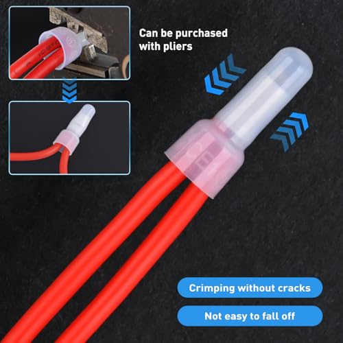 Image of Nilight 300PCS CE1 Closed End Crimp Terminal 22-16 Gauge Nylon Insulated Closed End Wire Cap Wire Connectors Crimp Cap Terminals Connectors for Automotive Car Truck Boats Marine Electrical Wiring