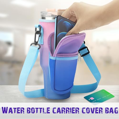 MultiValue Universal Water Bottle Carrier, Fashion Water Bottle Holder with Phone Pocket and Shoulder Strap - Image 4
