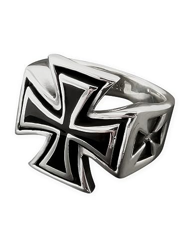 Fly Style Eisernes Kreuz Siegelring aus Edelstahl für Herren - Bundeswehr Herrenring, Ring Grösse:22.9 mm