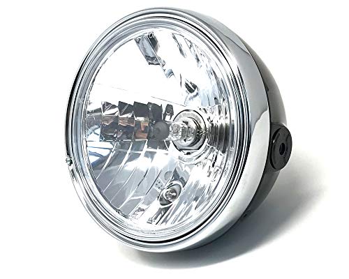 Alchemy Parts Motorrad 8" Zoll Scheinwerfer 12V 55W Schwarz Stahl Retro Klassiker Alte Schule Look