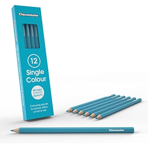 Classmaster Pre-Sharpened Colouring Pencils 12-Piece Box, Standard Full-Size, Light Blue Cover