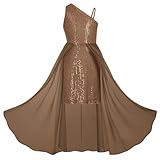 GRACE KARIN Girls One Shoulder Sequin Dress Size 8 Brown Birthday Party Prom Dresses