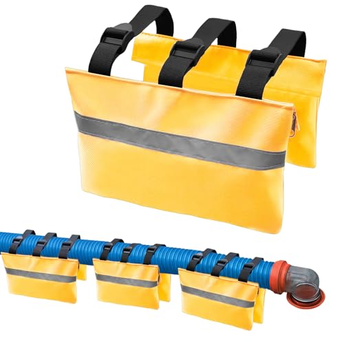 Image of 3 Pcs RV Sewer Hose Weight Bags with Reflective Strip Waste Hose Fastening Device Camper Trailer Sewer Hose Support Hold Down Prevents Dislodging and Accidental Spillage (Yellow)