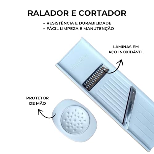 Combo Descascador Ralador Cortador Legumes Frutas Verduras Queijo Boleador 4 Em 1 Dupla Face Proteto