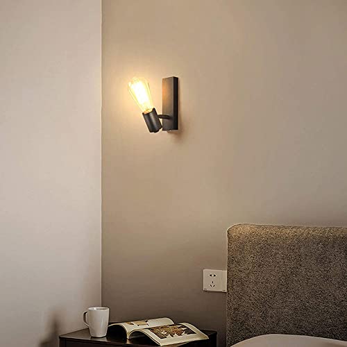Aplique de pared industrial E27 de metal negro regulable para dormitorio 2