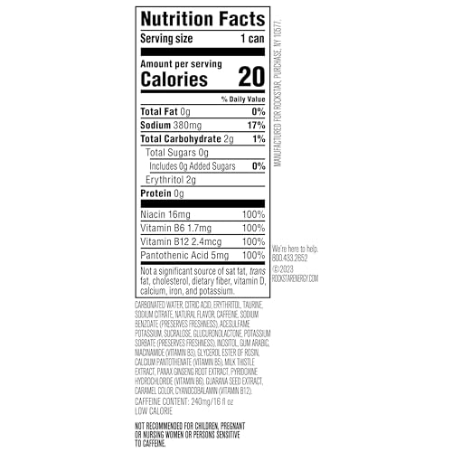 Rockstar Pure Zero Energy Drink, Silver Ice, 0 Sugar, with Caffeine and Taurine, 16oz Cans (Pack of 12) (Packaging May Vary)