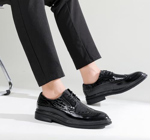 DADAWEN Men's Dress Shoes Classic Lace Up Wingtip Oxford Shoes Business Formal Shoes2