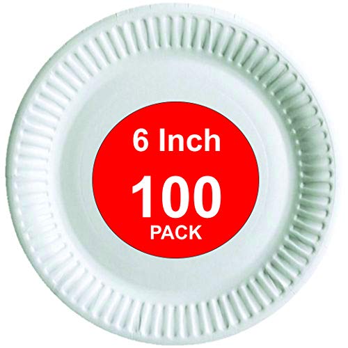 HOT BARGAINS Paper Plates 6 Inch, Pack of 100, White, for Snacks and Desserts - Image 3