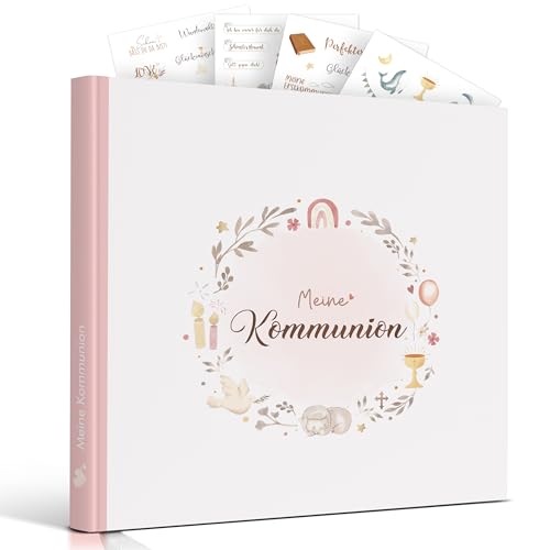 Legezon Gästebuch Kommunion Geschenk zur Erstkommunion Junge & Mädchen Gastgeschenk Kommunion Inclusive Aufkleber Kommunion 96 Seiten Kommunion Deko