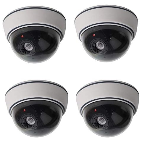 Lebote (4 Pack) Fake Dummy Security Camera CCTV Dome Camera with Flashing Red LED Light Dummy Surveillance Camera Outdoor Indoor Use for Home Security Cover