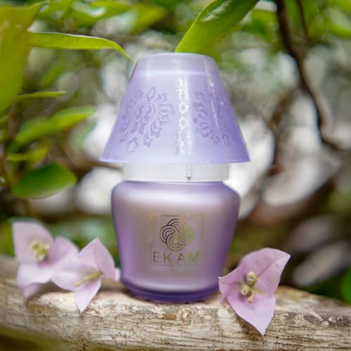 Image of EKAM Scented Frost Glass Lampshade Candle | Lavender Scented Candle | Luxury Fragrances| Ideal for Home Decor, Aromatherapy & Gifting | 22 Hours Burn time |114 g