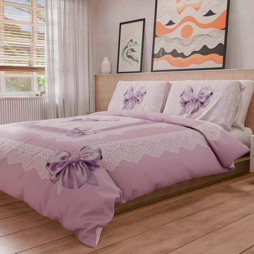 Housse de couette 240 x 260 microfibre violette Arc lavable en machine - 3