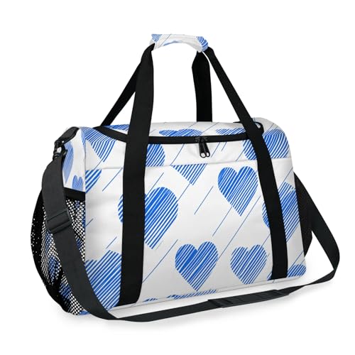 Love Graffiti Blue Travel Duffel Bag Weekender Overnight Bags for Women Men Foldable Waterproof Tote Bag with Trolley Sleeve2