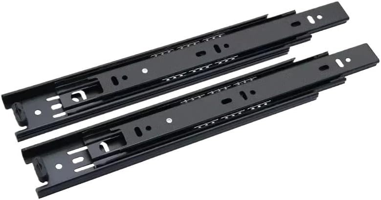 Drawer Rail Black Cold Rolling Steel 3-Way Drawers Slide Three Section Slides 8 Inch 3 Way Sliding Tracks Furniture Rails