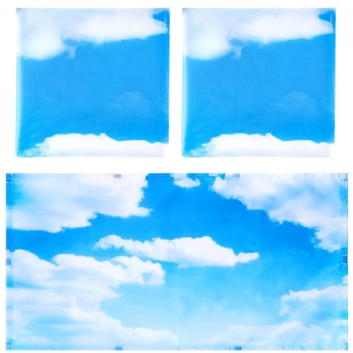 Image of Hortsun Pack of 2 Fluorescent Light Covers 4 x 2 Feet Magnetic Ceiling Light Cover Room Supplies for Home Office(Blue Sky)