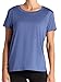Gaiam Women’s Align Marled T-Shirt, Relaxed Fit, Stretch Midweight Heathered Material, High-Low Hem, Blue Indigo Heather, Large