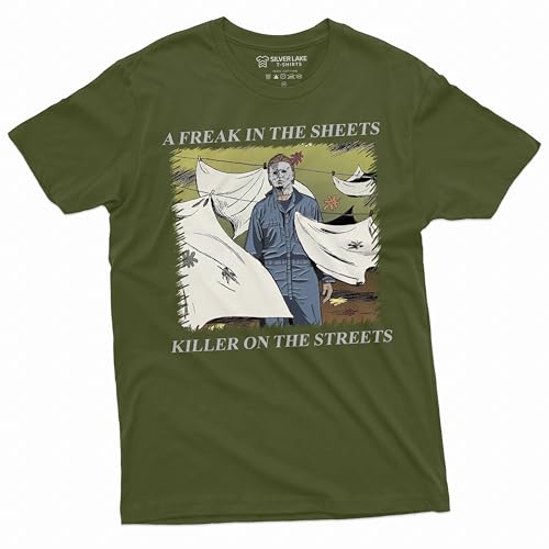 Men's Funny Halloween Movie Inspired T-Shirt Myers Popular Movie Villain tee Shirt Mens tees (X-Large Military Green)