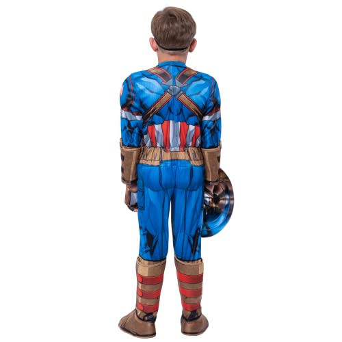 Jazwares Costume Play JWC2908-M Marvel Captain America Official Youth Halloween Costume - Padded Jumpsuit With Gloves, Half Mask thumb #5