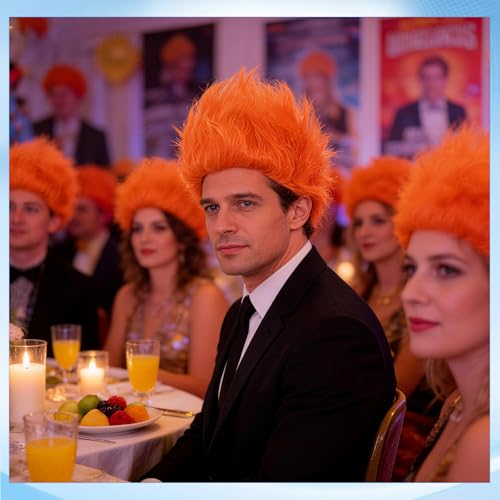 Image of Orange Wig Hair Headband Costume Funny Wigs Blue Wigs for Women (Orange, Medium)