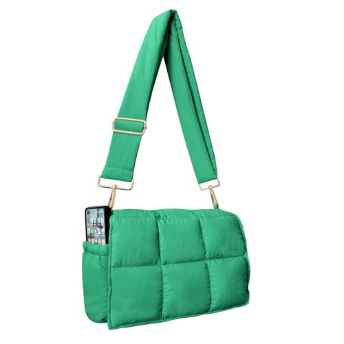NAARIIAN Crossbody Bag for Women Quilted Puffer Purse Fashion Lightweight Travel Handbags Cute Small Shoulder Bag(Green)