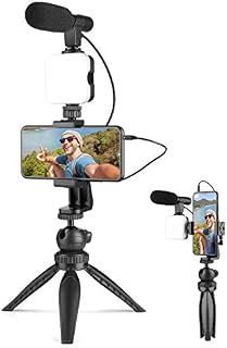 AIXPI Vlogging Kit, Smartphone Camera Video Kit, Tripod with Shotgun Microphone, Phone Holder, LED Light for Youtube Filming, Video Recording, Photography, Compatible with Camera/Smartphones