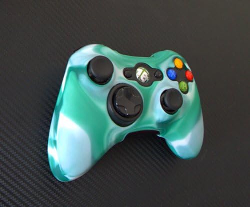 Two Pieces Set 2X for Xbox 360 Remote Controller Silicon Protective Skin Case Cover (Green White Mix)