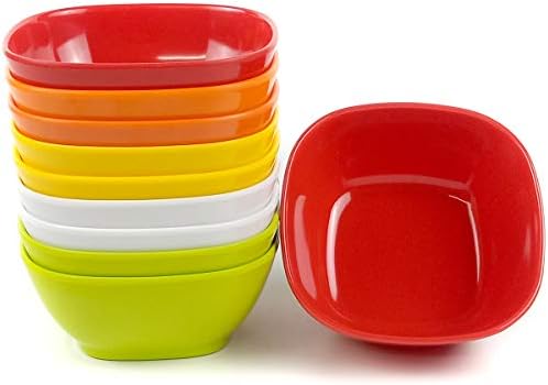 EWEIGEER 4.4-inch Melamine Dessert Bowl Kids Plastic Bowls,Small Bowl For Ice Cream Snacks Rice Salad Soup Cereal.Set of 10(multicolor)