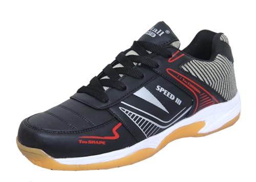 Image of Victall Speed Cushion Rubber Outsole Synthetic Mesh Badminton Black Shoes for Men Lightweight & Comfortable
