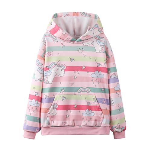 Image of WELAKEN Girls and Toddlers' Pullover Printed Hoodie Sweatshirt with Kangaroo Pocket
