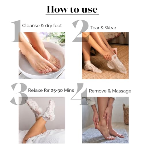 LuxaDerme Foot Hydrating Socks | Deeply Moisturizes Dry & Dull Skin | Even Tones Skin | Nourishes Nails & Cuticles (Pack of 1) - Image 5