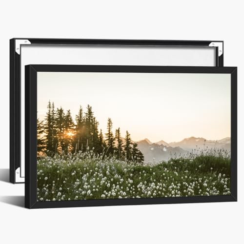 Trendy Wildflowers Nature Landscape Wall Art Mountain Sunrise Poster Nordic
